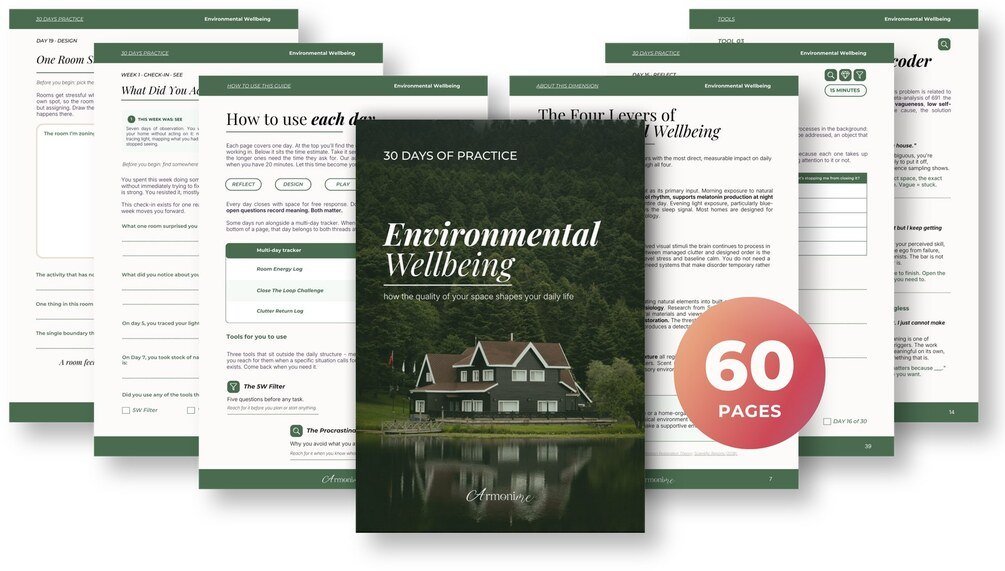Environmental Wellbeing, 30 dni praktyki: rozłożone strony workbooka